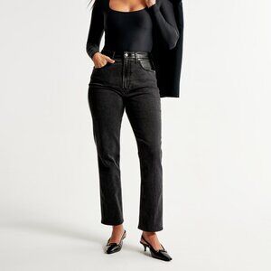 Abercrombie Mixed Fabric Curve Love High Rise Ankle Straight Jean - NWT, 26S